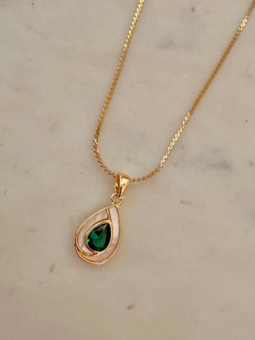 Adora | Emerald Teardrop Necklace